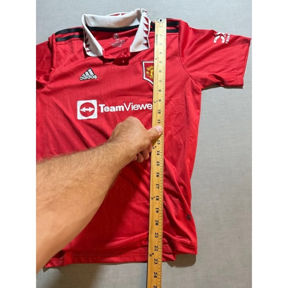 Adidas Manchester United Soccer Collared Jersey Boys 26 Red Short Sleeve - Picture 7 of 7